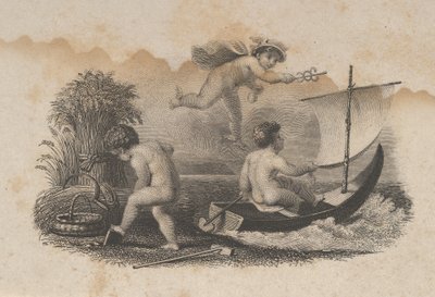 钞票上有三个象征贸易和农业的普蒂的图案，大约在1824-37年。 作者 亚瑟·布朗·杜兰德。