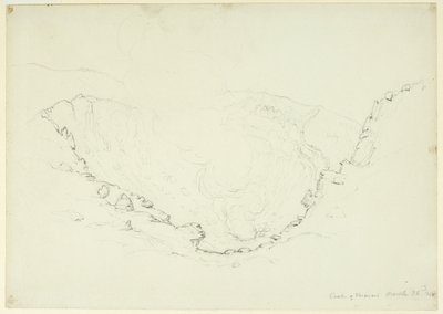 山的火山口维苏威火山，意大利那不勒斯，1841年（纸上石墨） 作者 Asher Brown Durand