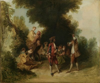 1840年Nicholas Lancret之后的男子气概（纸板上的油） 作者 阿舍·布朗·杜兰德