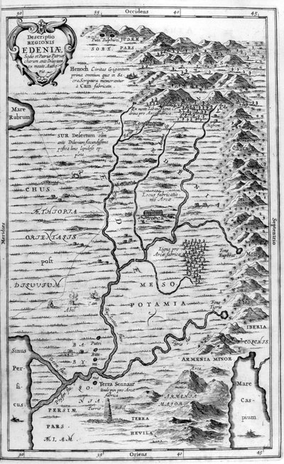伊甸园地图，1675年 作者 阿塔纳修斯·基歇尔