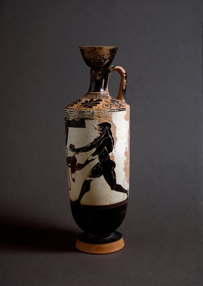 希腊艺术：“《赫拉克勒斯与阿特拉斯》”阿特拉斯细节。 Lekythos (lecyth) 白色由雅典娜的画家（公元前 450-400 年）实现。 雅典娜，国家考古博物馆 作者 雅典娜画家（车间）