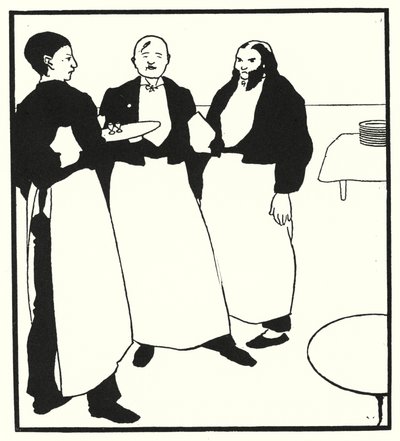 Garcons De Cafe（雕刻）。 作者 奥布里（后）比尔兹利
