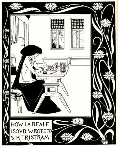 La Beale Isoud如何写给特里斯特拉姆爵士。托马斯爵士的勒·莫特·达瑟（Le Morte dArthur）书插图 作者 奥布里·比尔兹利