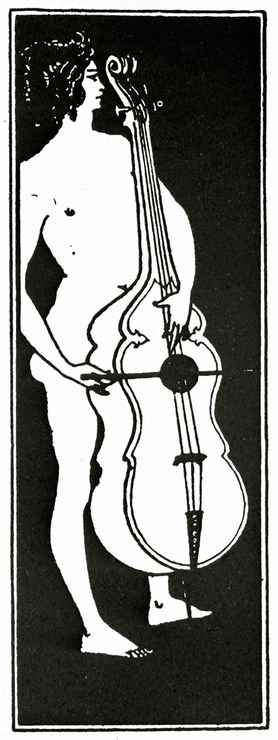 大提琴人，c.1894 作者 奥布里·比尔兹利