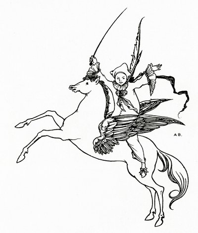 Puck on Pegasus，1894 作者 奥布里·比尔兹利