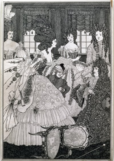 亚历山大·波普（Alexander Pope，1688-1744）酒吧《锁的强奸》（Rape of the Lock）中的第八幅插图来自“美女与美女之战”。伦纳德·史密瑟斯（Leonard Smithers） 作者 奥布里·比尔兹利