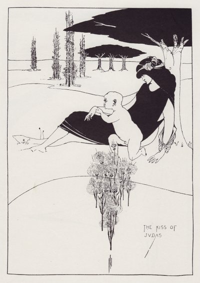 犹大之吻》，1893年。 作者 奥布里·比尔兹利