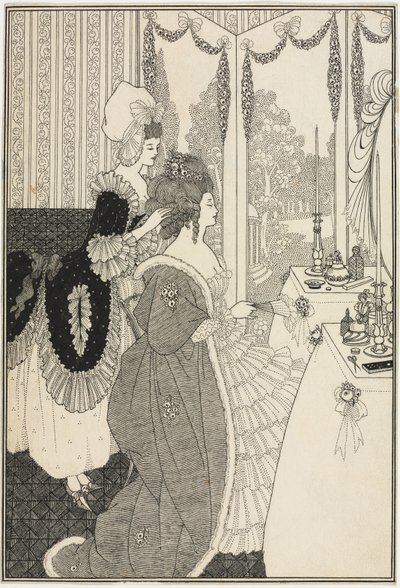 厕所，选自亚历山大-波普的《锁的强奸》，约1895-96（笔墨）。 作者 奥布里·比尔兹利