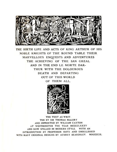 书名页，由Aubrey Beardsley为JM Dent and Sons Ltd先生设计，1909年，1914年。 作者 奥布里·比尔兹利