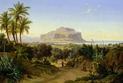 德语： Blick auf Palermo mit Monte Pellegrino 佩莱格里诺山下的巴勒莫美景 作者 奥古斯特·艾尔伯恩