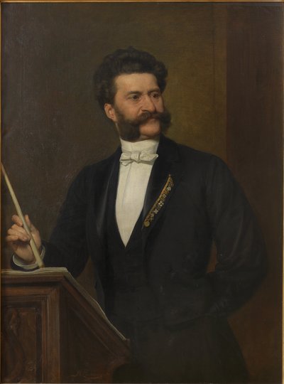 约翰-施特劳斯1825-1899年的画像，1888年。 作者 奥古斯特·艾森曼格