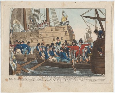 拿破仑·波拿巴（英语：Napoleon Bonaparte）于8月8日从贝莱彭（Bellerophon）带到诺森伯兰郡（英语：Northumberland） 作者 奥古斯特·弗里德里希·安德里亚斯·坎普