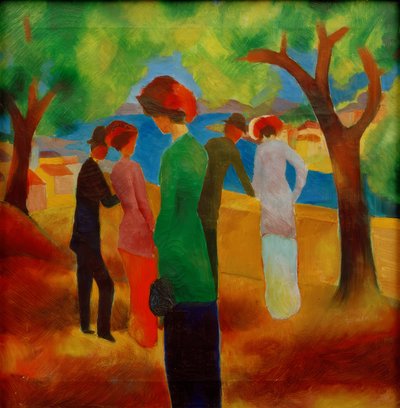 穿绿色外套的女士 作者 August Macke