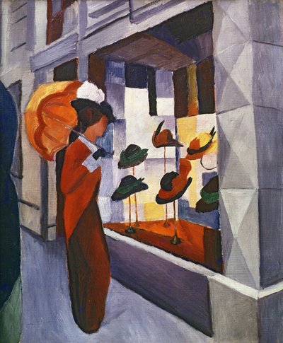 在1914年的帽店前 作者 August Macke