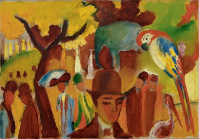 棕色和黄色的小型动物园 作者 August Macke