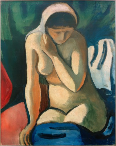 戴头巾的裸体女孩 作者 August Macke