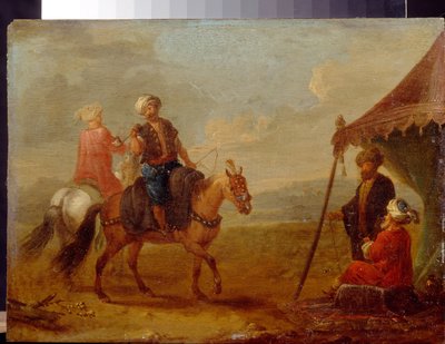 土耳其骑兵--奥古斯特-克尔福特（1696-1761 年）的作品，木板油画 作者 奥古斯特·奎尔福特