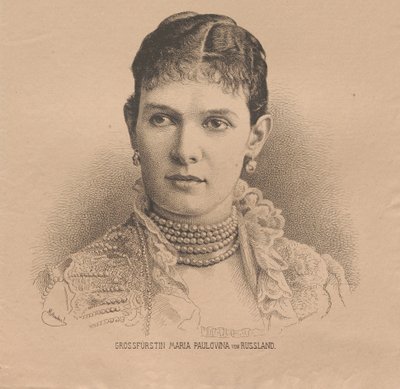 1854-1920年的俄罗斯大公夫人玛丽亚-帕夫洛夫娜，1882年。 作者 奥古斯特·舒伯特