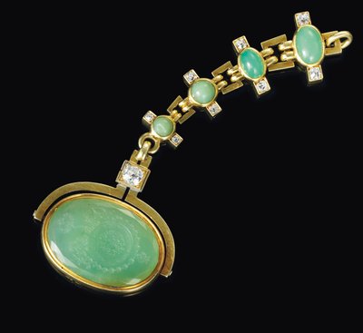 Faberge镶有宝石的旋转密封件，约1890年 作者 奥古斯特·威廉·霍尔姆斯特伦