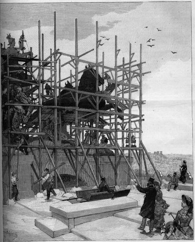 巴黎凯旋门：Alexandre Falguiere（1831-1900）的雕塑或 "共和国的胜利 "的施工现状 作者 奥古斯特（后）杰拉丁