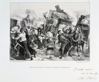 在普鲁士人围攻巴黎之前，郊区居民到达巴黎，1870年，1872年 作者 奥古斯特·布莱