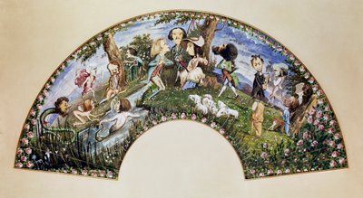 1838年乔治-桑和朋友在诺汉特，奥古斯特-夏尔彭蒂埃（1813-1880）的扇面画。 作者 奥古斯特·夏庞蒂埃