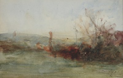 风景，c.1853-65（纸上水彩） 作者 奥古斯特·弗朗索瓦·拉维尔