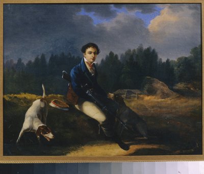 绿灯协会创始人尼基塔·弗谢沃尔日斯基（Nikita Vsevolzhsky，1799-1862）的肖像。 （俄罗斯文学协会）。 奥古斯特·约瑟夫·德斯诺 (Auguste Joseph Desrnod) (1788-1840) 的绘画，布面油画 作者 奥古斯特·约瑟夫·德萨尔诺