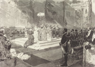 在西班牙宫廷举行的皇家洗礼，1882年。 作者 奥古斯特·勒佩雷（Auguste Lepere）