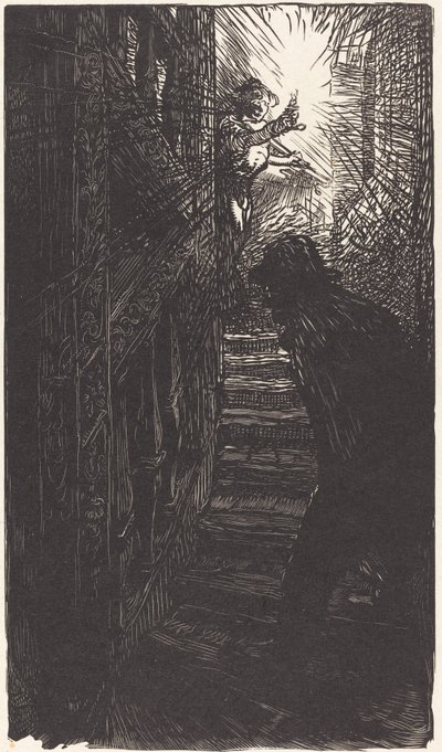 Boutebrie街的雕塑楼梯 作者 奥古斯特·勒佩雷（Auguste Lepere）