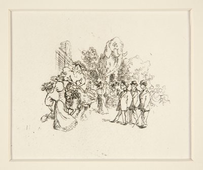 骑牛女士、其他人物和大象 作者 Auguste Lepere