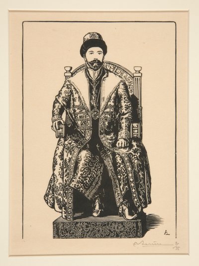 Le Csar en costume de sacre（沙皇加冕服），选自《1914 年的战争》，第一辑，第 3 号 作者 奥古斯特·勒佩雷（Auguste Lepere）