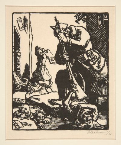 普鲁士屠杀者》，选自《1914 年战争》，第一辑，第 13 号 作者 奥古斯特·勒佩雷（Auguste Lepere）