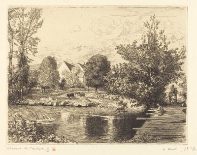 小莫林河岸边的老式人行桥 (Vieille passerelle, bords du petit morin) 作者 奥古斯特·勒佩雷（Auguste Lepere）