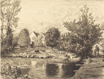 老式人行桥，小莫林河岸 Vieille passerelle, bords du petit morin, 1915. 作者 奥古斯特·勒佩雷（Auguste Lepere）