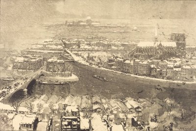雪中的巴黎，从St.-Gervais眺望 巴黎的雪，从St.-Gervaais的高处眺望，1890。 作者 奥古斯特·勒佩雷（Auguste Lepere）