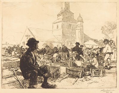 圣让德蒙的家禽市场（Marche a la volaille, a St.-Jean-de-Mont） 作者 奥古斯特·勒佩雷（Auguste Lepere）