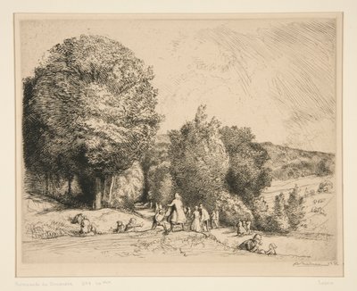 Promenade du dimanche (Crcur-le-Grand)（周日漫步[Crecoeur-le-Grand]）。 作者 奥古斯特·勒佩雷（Auguste Lepere）