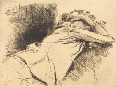 躺着睡觉的女人 Femme couchee sommeillant, 1892. 作者 奥古斯特·勒佩雷（Auguste Lepere）