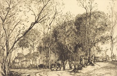 圣马丁的夏天，过去的婚礼 Ete de la Saint-Martin, la noce qui passe, 1908. 作者 奥古斯特·勒佩雷（Auguste Lepere）