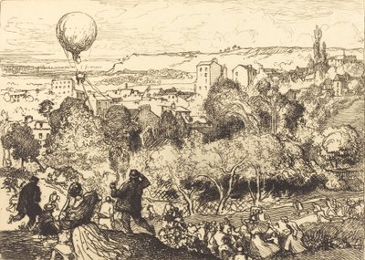 坠落的气球，在Pre-Saint-Gervais Lebaloon qui tombe，在Pre-Saint-Gervais，1910。 作者 奥古斯特·勒佩雷（Auguste Lepere）