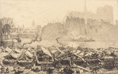 苹果大市场 Le grand marche aux pommes, 1917. 作者 奥古斯特·勒佩雷（Auguste Lepere）