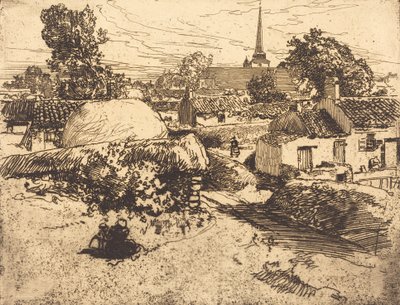 Vue de St.-Jean-de-Mont, Vendee 旺地圣让德蒙的景色，1892年。 作者 奥古斯特·勒佩雷（Auguste Lepere）