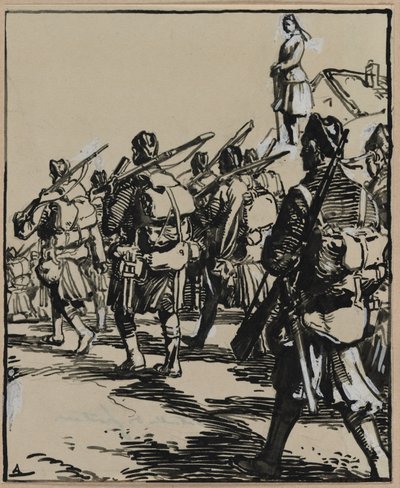 边界之战：1914年的英国士兵小组。 作者 奥古斯特·路易斯·勒佩尔