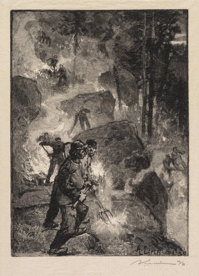 枫丹白露森林：蕨类植物燃烧器 作者 A. Desmoulins，发表于 Revue Illustrée