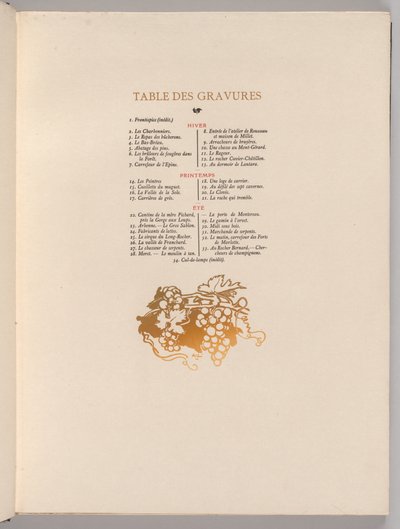 枫丹白露森林：葡萄，版画台灯枫丹白露森林...，1908年 作者 奥古斯特·路易斯·勒佩尔