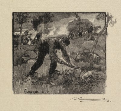 枫丹白露森林：拉动红叶石楠 作者 A. Desmoulins，发表于 Revue Illustrée