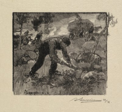 枫丹白露森林：拉希瑟枫丹白露堡：Arracheurs deBruyères，1890年。 作者 奥古斯特·路易斯·勒佩尔