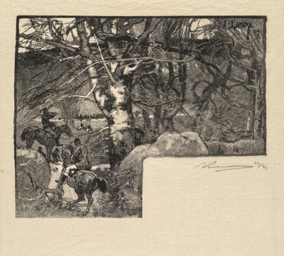 枫丹白露森林：骑马前往热拉尔山猎犬场 作者 A. Desmoulins，发表于 Revue Illustrée