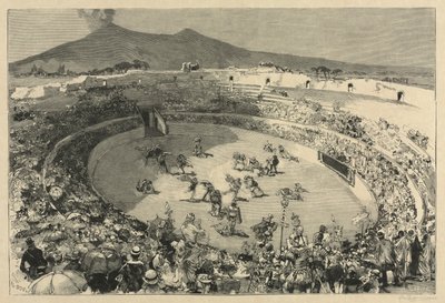 意大利。庞贝节，角斗士马戏团，1884年。 作者 奥古斯特·路易斯·勒佩尔